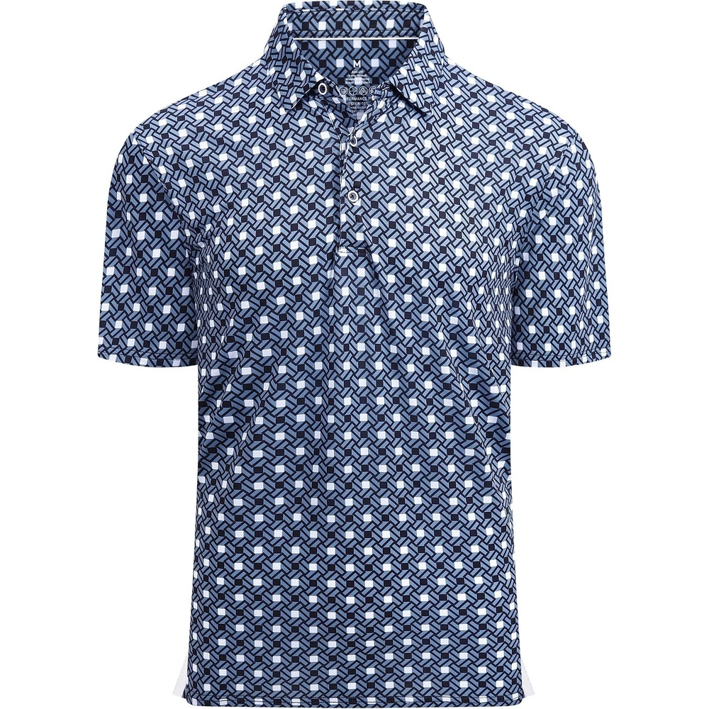 image:imageAlex Vando Mens Golf Shirt Moisture Wicking Print Performance Polo Shirt UPF40 UV shielding Lightweight Contrast collar piping Fullbody patterns Machine washable Multisport topBlack Square