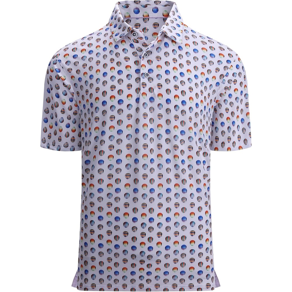 image:imageAlex Vando Mens Golf Shirt Moisture Wicking Print Performance Polo Shirt UPF40 UV shielding Lightweight Contrast collar piping Fullbody patterns Machine washable Multisport topMulticolor Ball