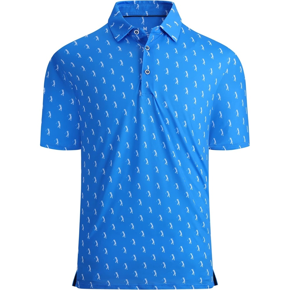 image:imageAlex Vando Mens Golf Shirt Moisture Wicking Print Performance Polo Shirt UPF40 UV shielding Lightweight Contrast collar piping Fullbody patterns Machine washable Multisport topRoyal Sweep Men