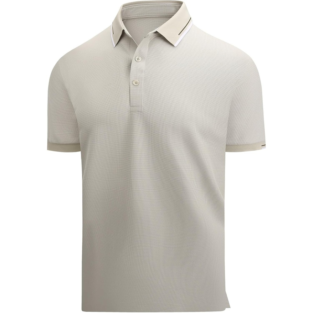 image:imageAlex Vando Mens Golf Shirt Moisture Wicking QuickDry Short Sleeve Polo UPF40Soft amp stretchSweat resistantMultiscene sports amp office apparelApricot 188
