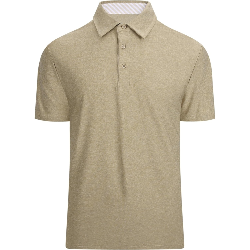 image:imageAlex Vando Mens Golf Shirt Moisture Wicking QuickDry Short Sleeve Polo UPF40Soft amp stretchSweat resistantMultiscene sports amp office apparelKhaki