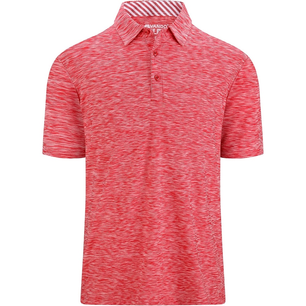 image:imageAlex Vando Mens Golf Shirt Moisture Wicking QuickDry Short Sleeve Polo UPF40Soft amp stretchSweat resistantMultiscene sports amp office apparelRed