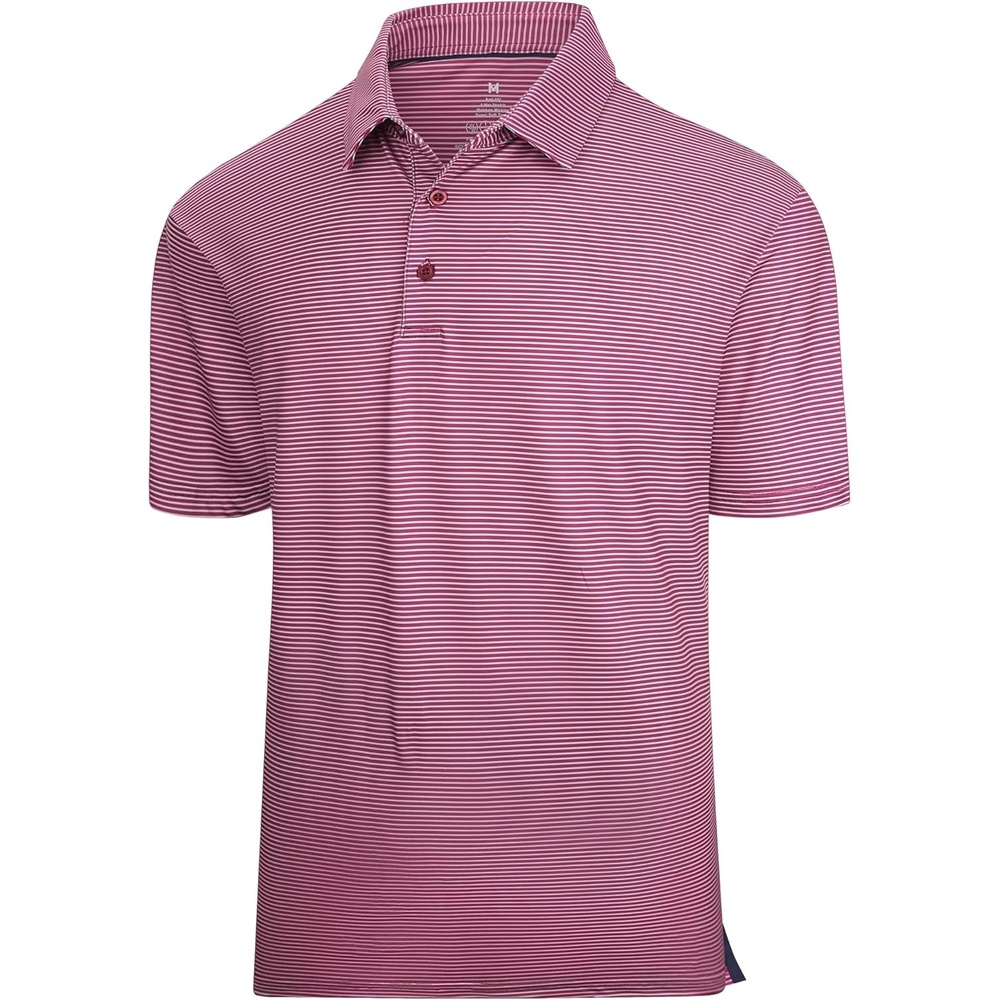 image:imageAlex Vando Mens Golf Shirt Moisture Wicking QuickDry Short Sleeve Polo UPF40Soft amp stretchSweat resistantMultiscene sports amp office apparelRed Stripe 215