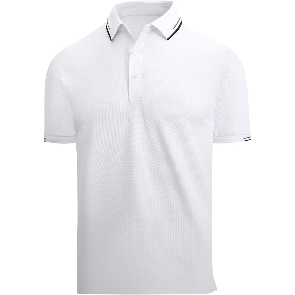 image:imageAlex Vando Mens Golf Shirt Moisture Wicking QuickDry Short Sleeve Polo UPF40Soft amp stretchSweat resistantMultiscene sports amp office apparelWhite
