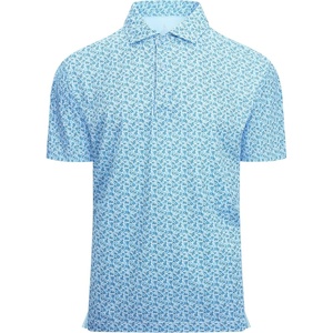 Alex Vando Mens Golf Shirt Moisture Wicking Classic Print Golf Shirts | Shape & color retaining,Low maintenance,Multi-scene active apparel(Blue Flower)