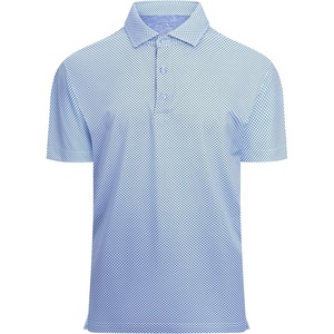 Alex Vando Mens Golf Shirt Moisture Wicking Classic Print Golf Shirts | Shape & color retaining,Low maintenance,Multi-scene active apparel(Blue Square)