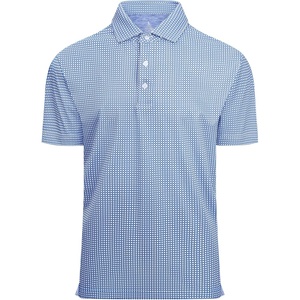 Alex Vando Mens Golf Shirt Moisture Wicking Classic Print Golf Shirts | Shape & color retaining,Low maintenance,Multi-scene active apparel(White Blue Square)
