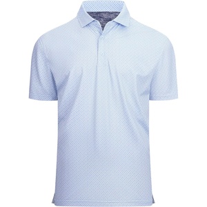 Alex Vando Mens Golf Shirt Moisture Wicking Classic Print Golf Shirts | Shape & color retaining,Low maintenance,Multi-scene active apparel(White Clover 25)