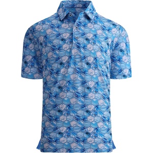 Alex Vando Mens Golf Shirt Moisture Wicking Print Performance Polo Shirt | UPF40 UV shielding, Lightweight, Contrast collar piping, Full-body patterns, Machine washable, Multi-sport top(Grey Hexagon)