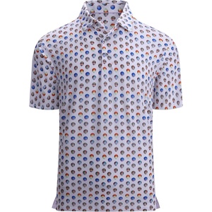 Alex Vando Mens Golf Shirt Moisture Wicking Print Performance Polo Shirt | UPF40 UV shielding, Lightweight, Contrast collar piping, Full-body patterns, Machine washable, Multi-sport top(Multicolor Ball)