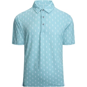 Alex Vando Mens Golf Shirt Moisture Wicking Print Performance Polo Shirt | UPF40 UV shielding, Lightweight, Contrast collar piping, Full-body patterns, Machine washable, Multi-sport top(Teal Sweep Men)