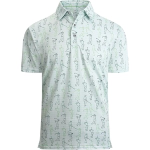 Alex Vando Mens Golf Shirt Moisture Wicking Print Performance Polo Shirt | UPF40 UV shielding, Lightweight, Contrast collar piping, Full-body patterns, Machine washable, Multi-sport top(Green Sweep Men)