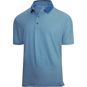 Alex Vando Mens Golf Shirt Moisture Wicking Quick-Dry Short Sleeve Polo | UPF40,Soft & stretch,Sweat resistant,Multi-scene sports & office apparel(Blue Stripe 215)