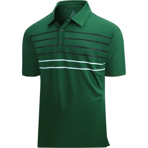 Alex Vando Mens Golf Shirt Moisture Wicking Quick-Dry Short Sleeve Polo | UPF40,Soft & stretch,Sweat resistant,Multi-scene sports & office apparel(Green Stripe 87)