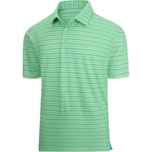 Alex Vando Mens Golf Shirt Moisture Wicking Quick-Dry Short Sleeve Polo | UPF40,Soft & stretch,Sweat resistant,Multi-scene sports & office apparel(Green Stripe 79)