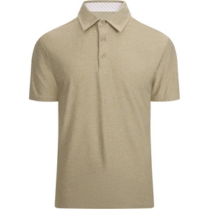 Alex Vando Mens Golf Shirt Moisture Wicking Quick-Dry Short Sleeve Polo | UPF40,Soft & stretch,Sweat resistant,Multi-scene sports & office apparel(Khaki)