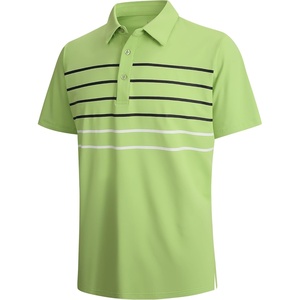 Alex Vando Mens Golf Shirt Moisture Wicking Quick-Dry Short Sleeve Polo | UPF40,Soft & stretch,Sweat resistant,Multi-scene sports & office apparel(Ltgreen Stripe 87)