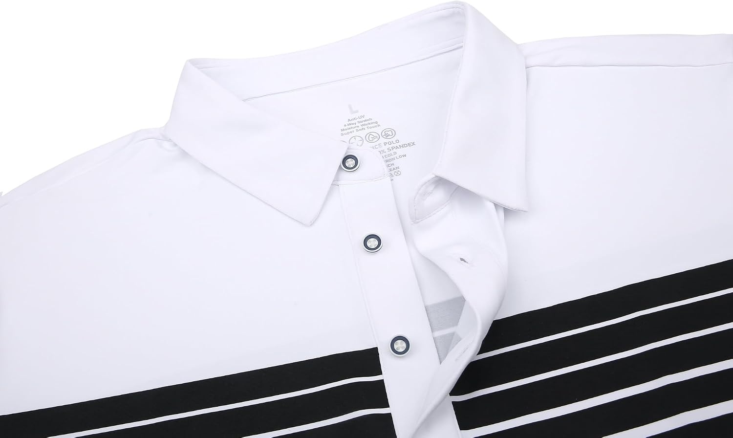 image:imageAlex Vando Mens Golf Shirt Moisture Wicking QuickDry Short Sleeve Polo UPF40Soft amp stretchSweat resistantMultiscene sports amp office apparelWhite Stripe 87