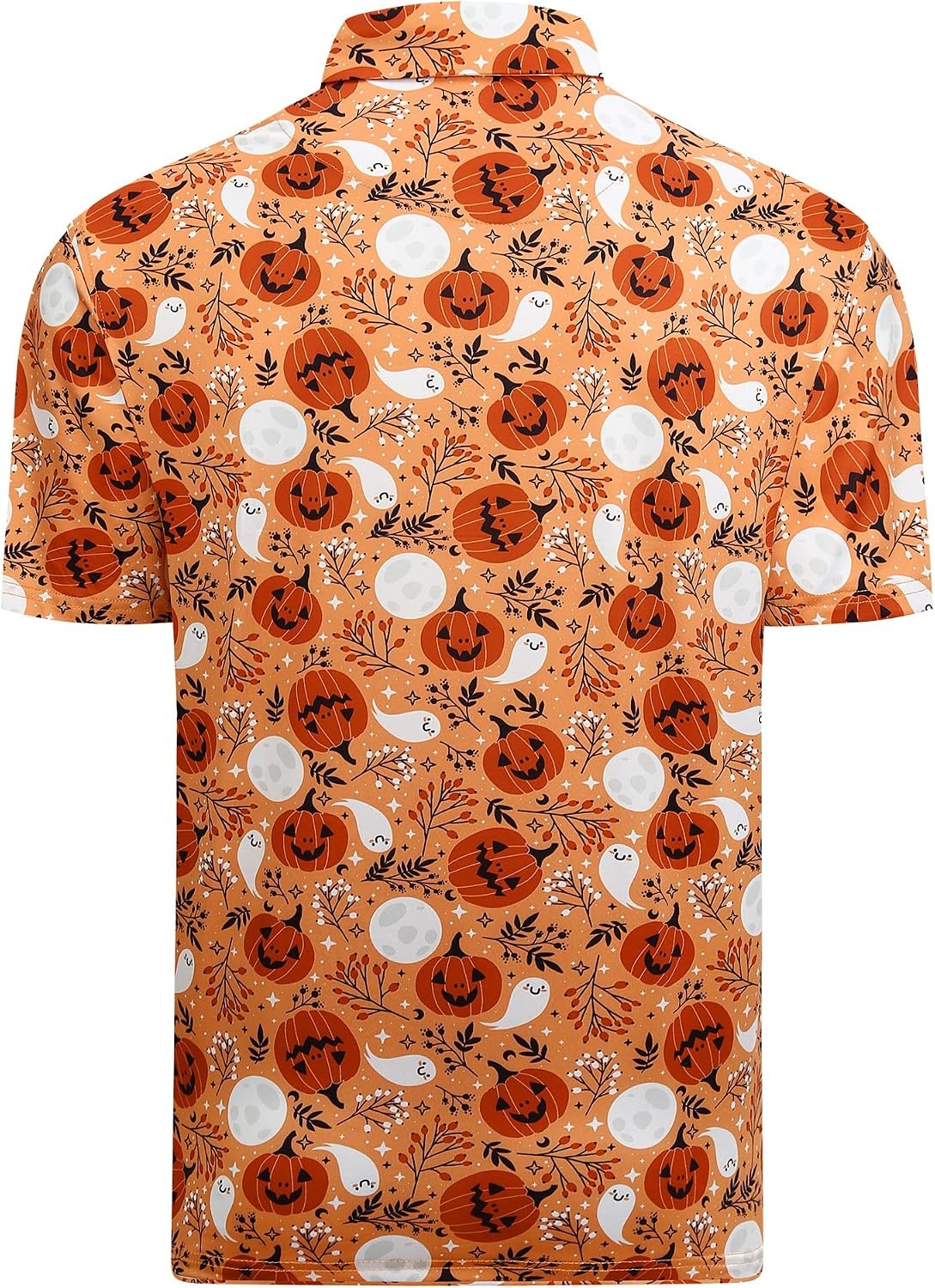 image:imageAlex Vando Mens Hawaiian Golf Shirt Moisture Wicking Digital Print Polo Tropical vivid patterns Sweatabsorbing Flexible stretch weave Side air slits Unrestricted daily activityOrange Pumpkin