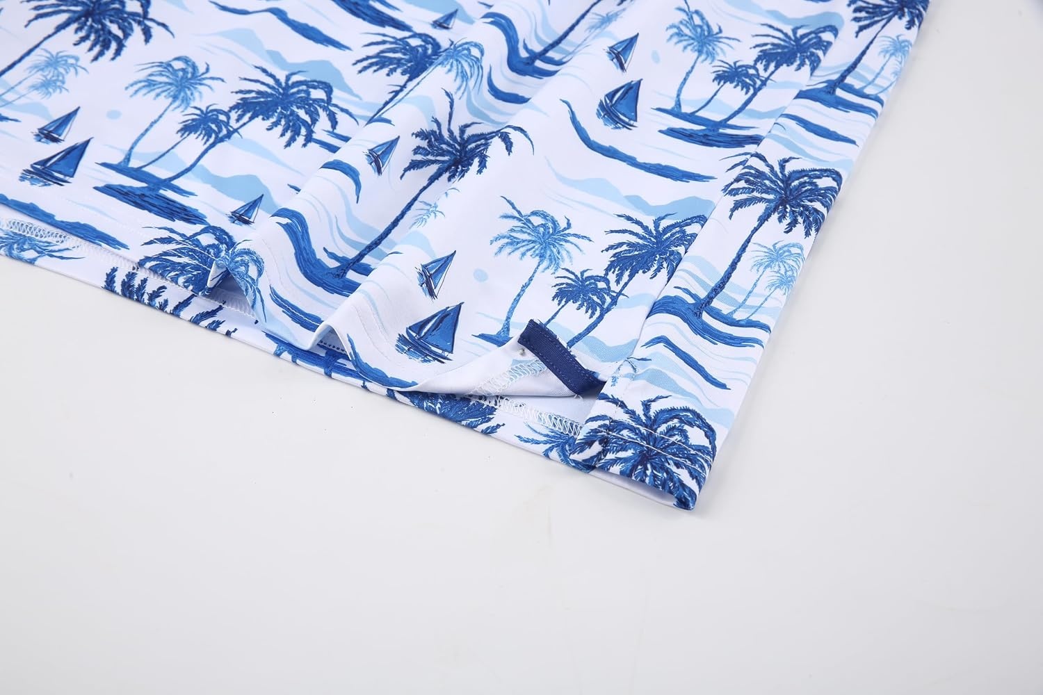 image:imageAlex Vando Mens Hawaiian Golf Shirt Moisture Wicking Digital Print Polo Tropical vivid patterns Sweatabsorbing Flexible stretch weave Side air slits Unrestricted daily activityWhite Palm Tree