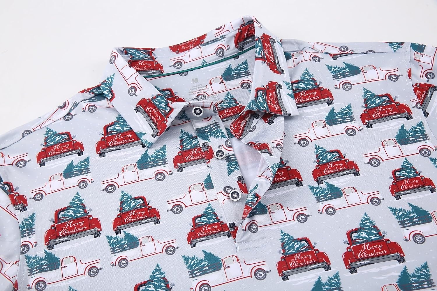 image:imageAlex Vando Mens Hawaiian Golf Shirt Moisture Wicking Digital Print Polo Tropical vivid patterns Sweatabsorbing Flexible stretch weave Side air slits Unrestricted daily activityGrey Christmas Car