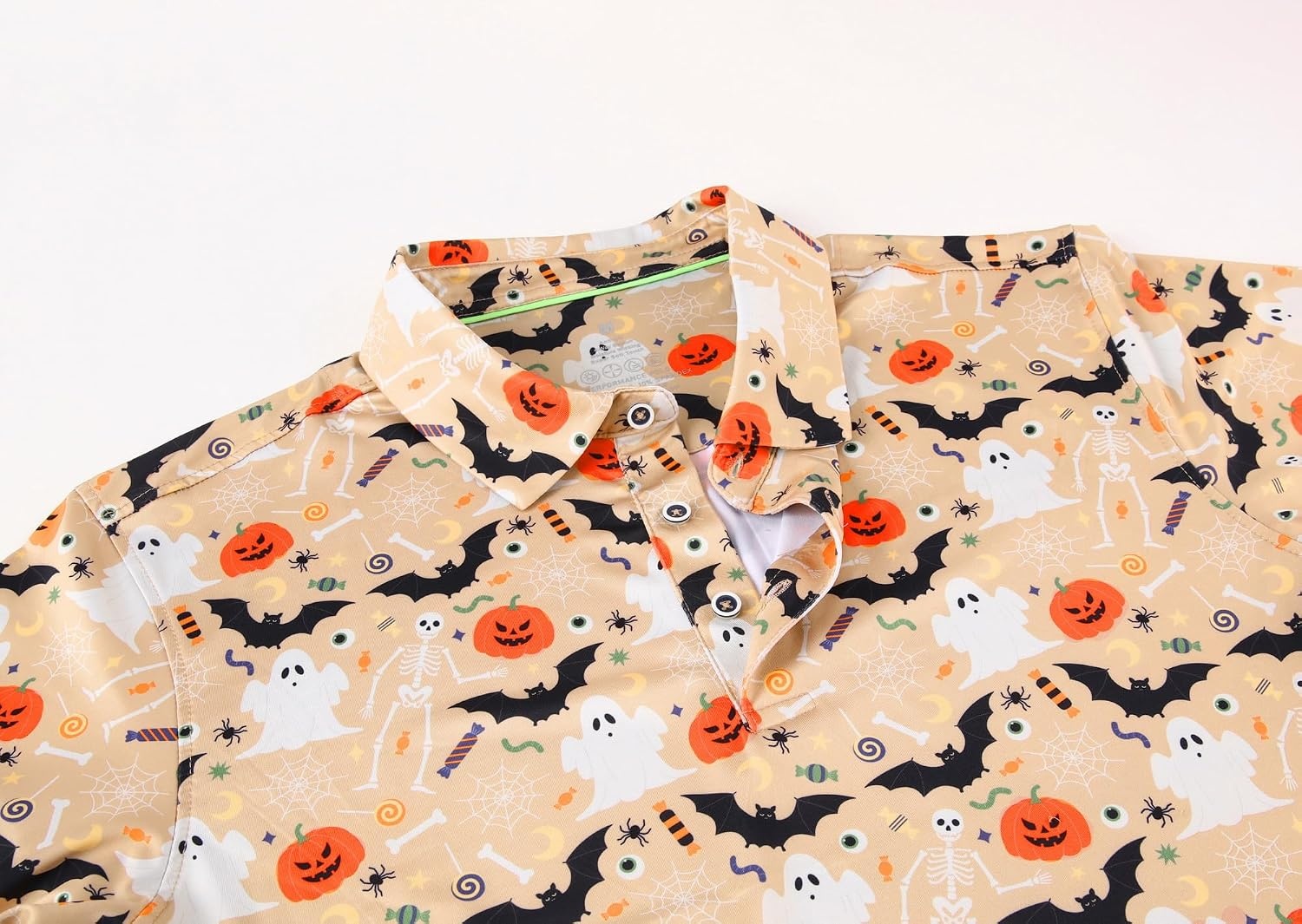 image:imageAlex Vando Mens Hawaiian Golf Shirt Moisture Wicking Digital Print Polo Tropical vivid patterns Sweatabsorbing Flexible stretch weave Side air slits Unrestricted daily activityKhaki Bat