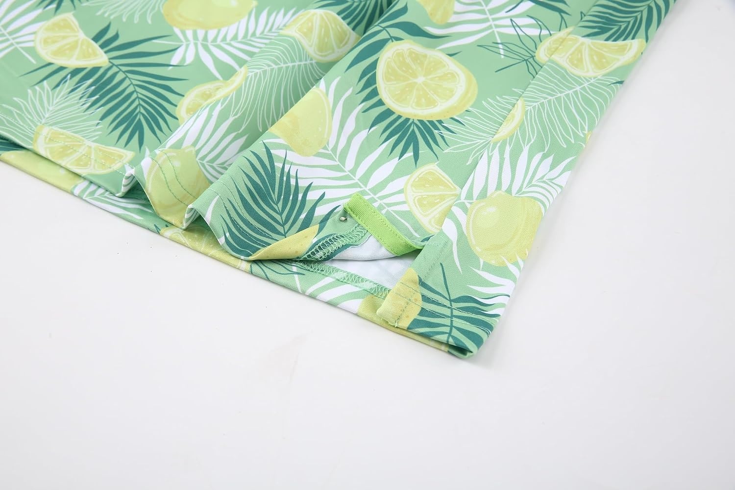image:imageAlex Vando Mens Hawaiian Golf Shirt Moisture Wicking Digital Print Polo Tropical vivid patterns Sweatabsorbing Flexible stretch weave Side air slits Unrestricted daily activityGreen Lemon