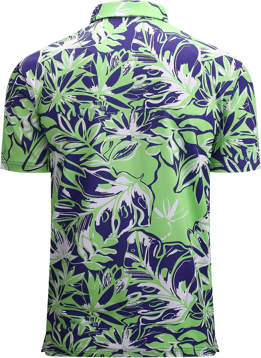 image:imageAlex Vando Mens Hawaiian Golf Shirt Moisture Wicking Digital Print Polo Tropical vivid patterns Sweatabsorbing Flexible stretch weave Side air slits Unrestricted daily activityAbstract Tropical Leaves