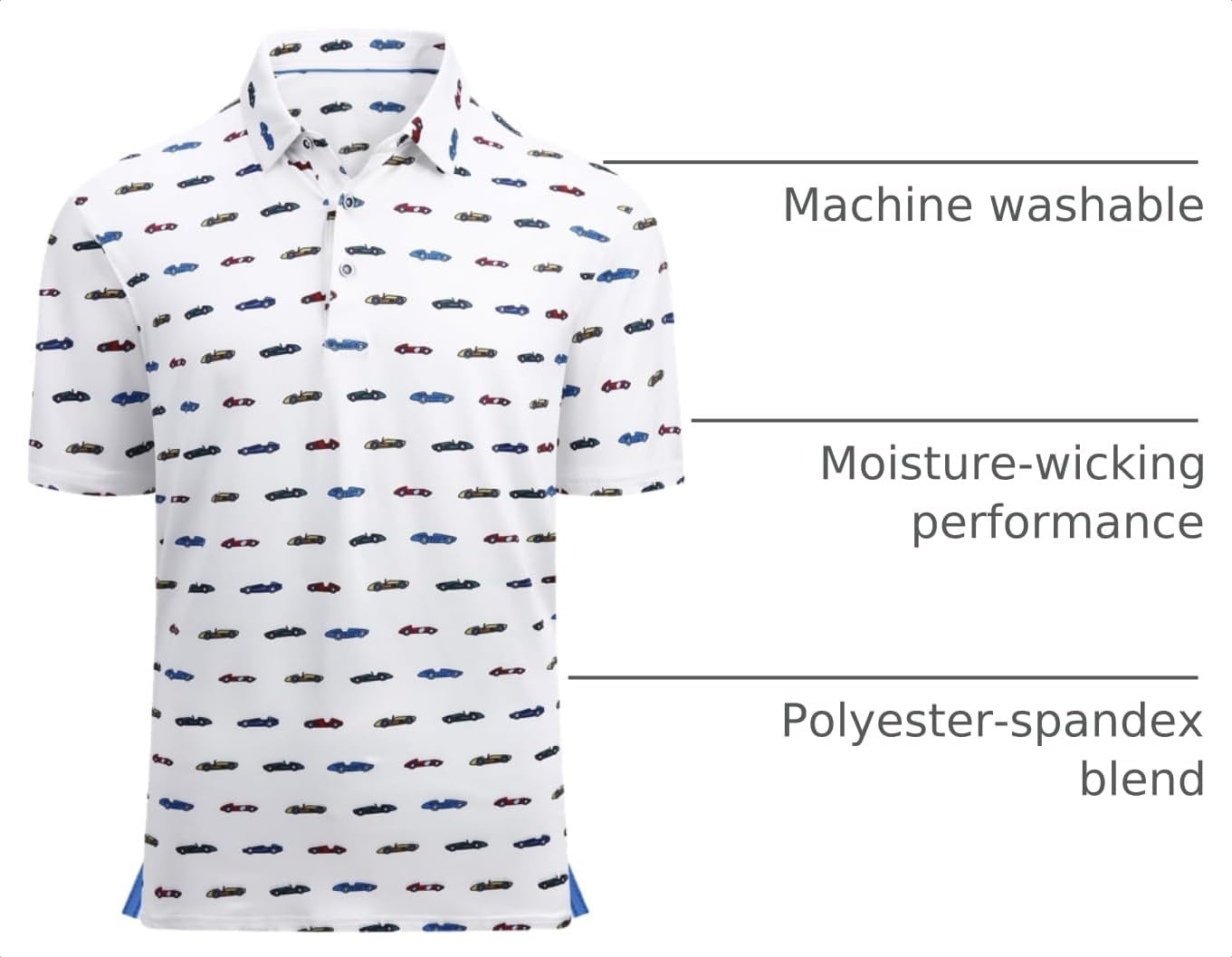 image:imageAlex Vando Mens Hawaiian Golf Shirt Moisture Wicking Digital Print Polo Tropical vivid patterns Sweatabsorbing Flexible stretch weave Side air slits Unrestricted daily activityWhite Car