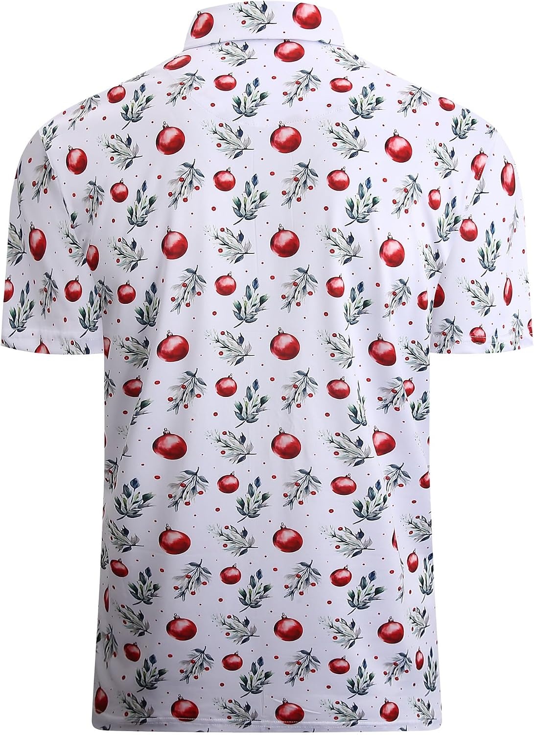 image:imageAlex Vando Mens Hawaiian Golf Shirt Moisture Wicking Digital Print Polo Tropical vivid patterns Sweatabsorbing Flexible stretch weave Side air slits Unrestricted daily activityWhite Christmas Ball
