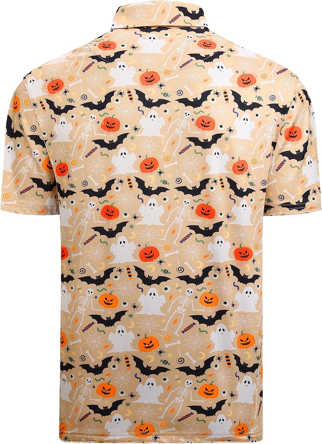image:imageAlex Vando Mens Hawaiian Golf Shirt Moisture Wicking Digital Print Polo Tropical vivid patterns Sweatabsorbing Flexible stretch weave Side air slits Unrestricted daily activityKhaki Bat