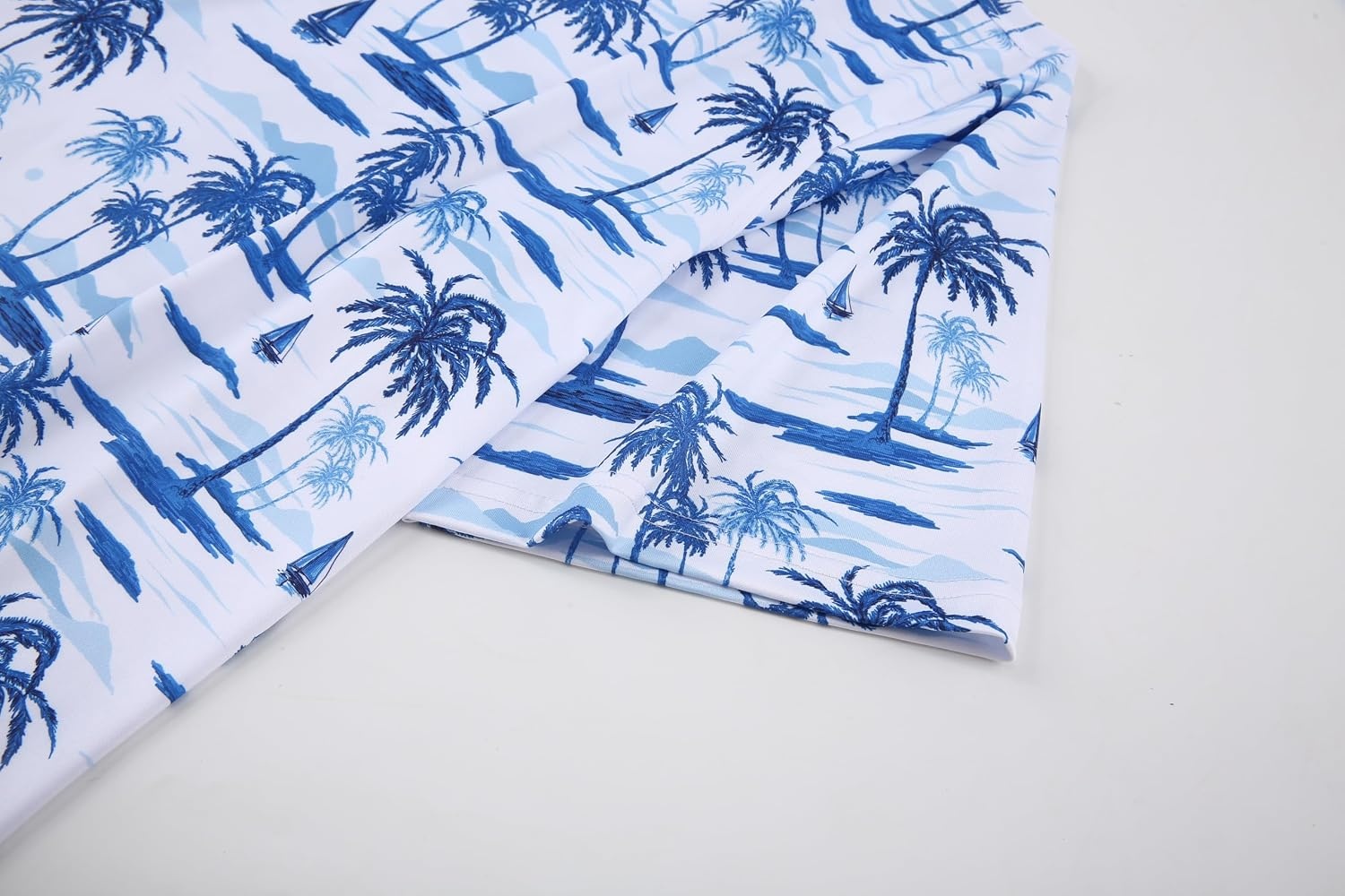 image:imageAlex Vando Mens Hawaiian Golf Shirt Moisture Wicking Digital Print Polo Tropical vivid patterns Sweatabsorbing Flexible stretch weave Side air slits Unrestricted daily activityWhite Palm Tree