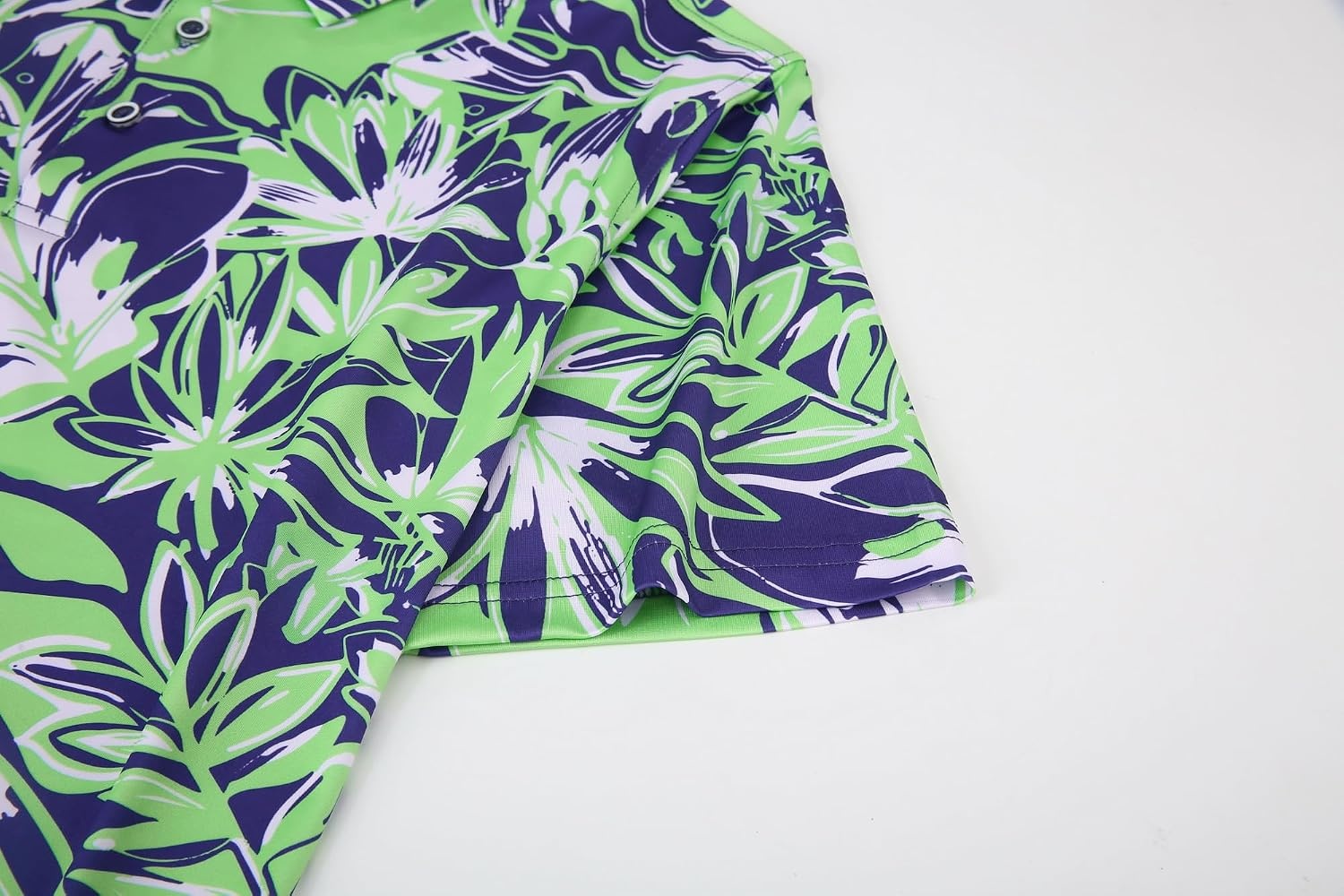 image:imageAlex Vando Mens Hawaiian Golf Shirt Moisture Wicking Digital Print Polo Tropical vivid patterns Sweatabsorbing Flexible stretch weave Side air slits Unrestricted daily activityAbstract Tropical Leaves