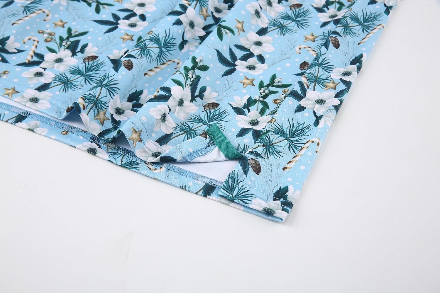 image:imageAlex Vando Mens Hawaiian Golf Shirt Moisture Wicking Digital Print Polo Tropical vivid patterns Sweatabsorbing Flexible stretch weave Side air slits Unrestricted daily activityWhite Christmas Flower