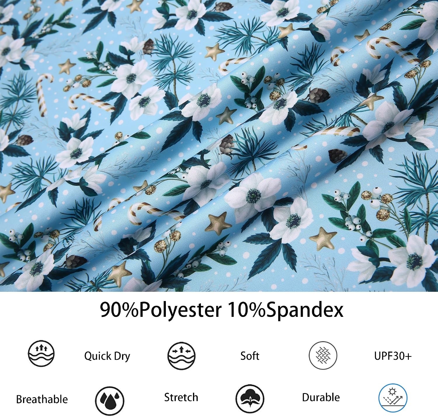 image:imageAlex Vando Mens Hawaiian Golf Shirt Moisture Wicking Digital Print Polo Tropical vivid patterns Sweatabsorbing Flexible stretch weave Side air slits Unrestricted daily activityWhite Christmas Flower