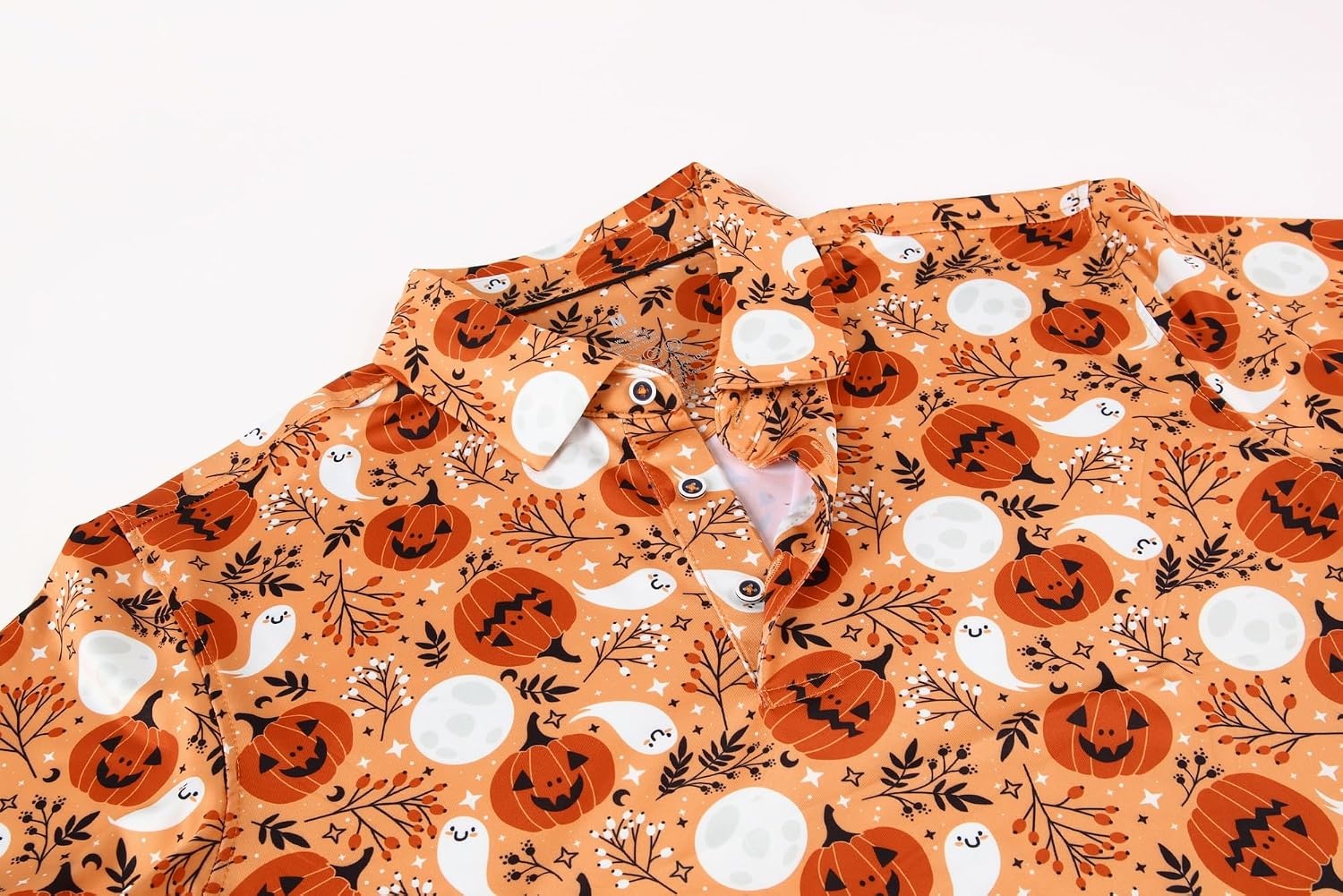 image:imageAlex Vando Mens Hawaiian Golf Shirt Moisture Wicking Digital Print Polo Tropical vivid patterns Sweatabsorbing Flexible stretch weave Side air slits Unrestricted daily activityOrange Pumpkin