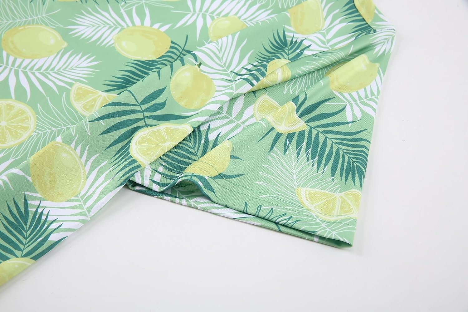 image:imageAlex Vando Mens Hawaiian Golf Shirt Moisture Wicking Digital Print Polo Tropical vivid patterns Sweatabsorbing Flexible stretch weave Side air slits Unrestricted daily activityGreen Lemon