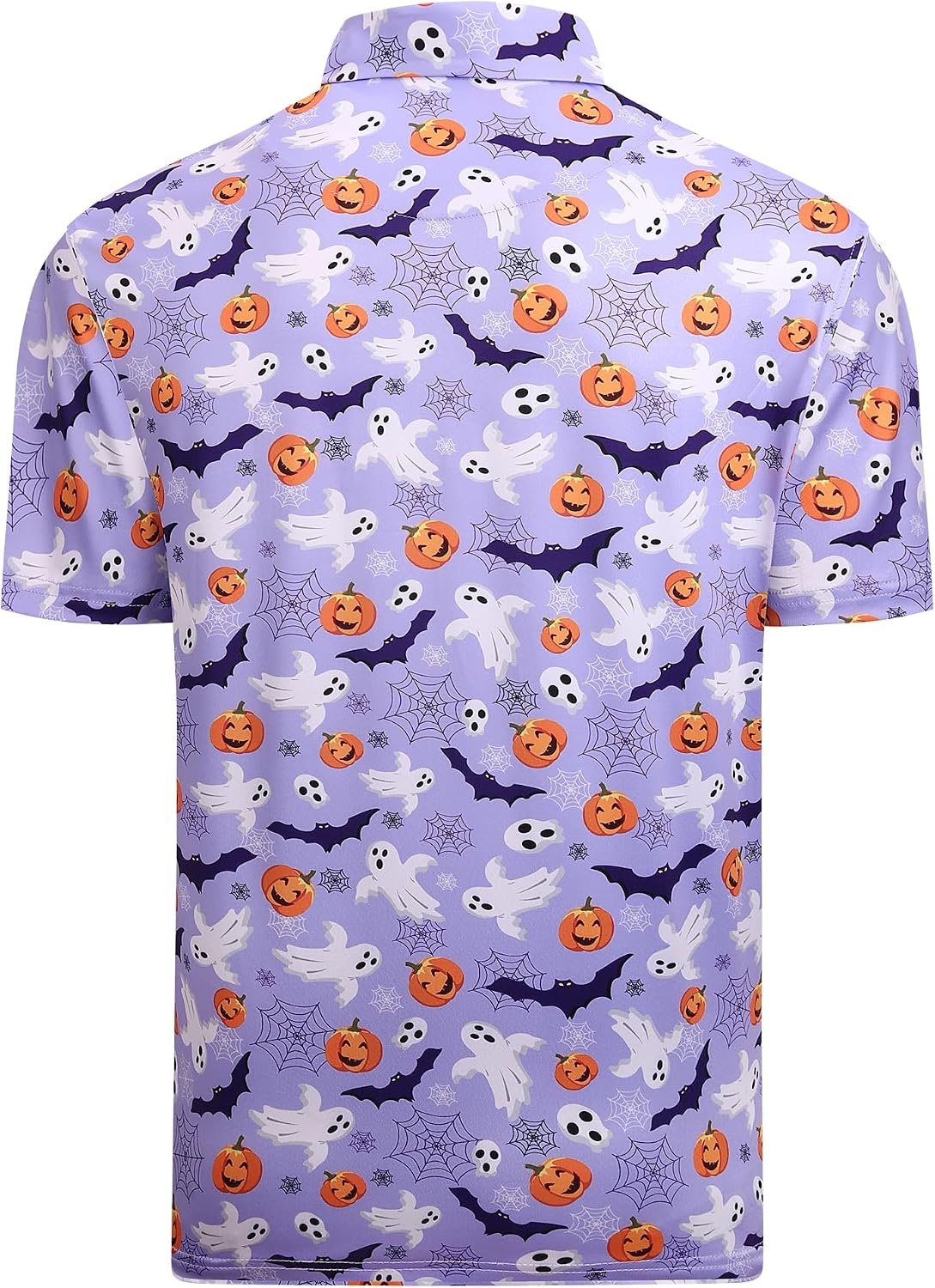 image:imageAlex Vando Mens Hawaiian Golf Shirt Moisture Wicking Digital Print Polo Tropical vivid patterns Sweatabsorbing Flexible stretch weave Side air slits Unrestricted daily activityPurple Pumpkin