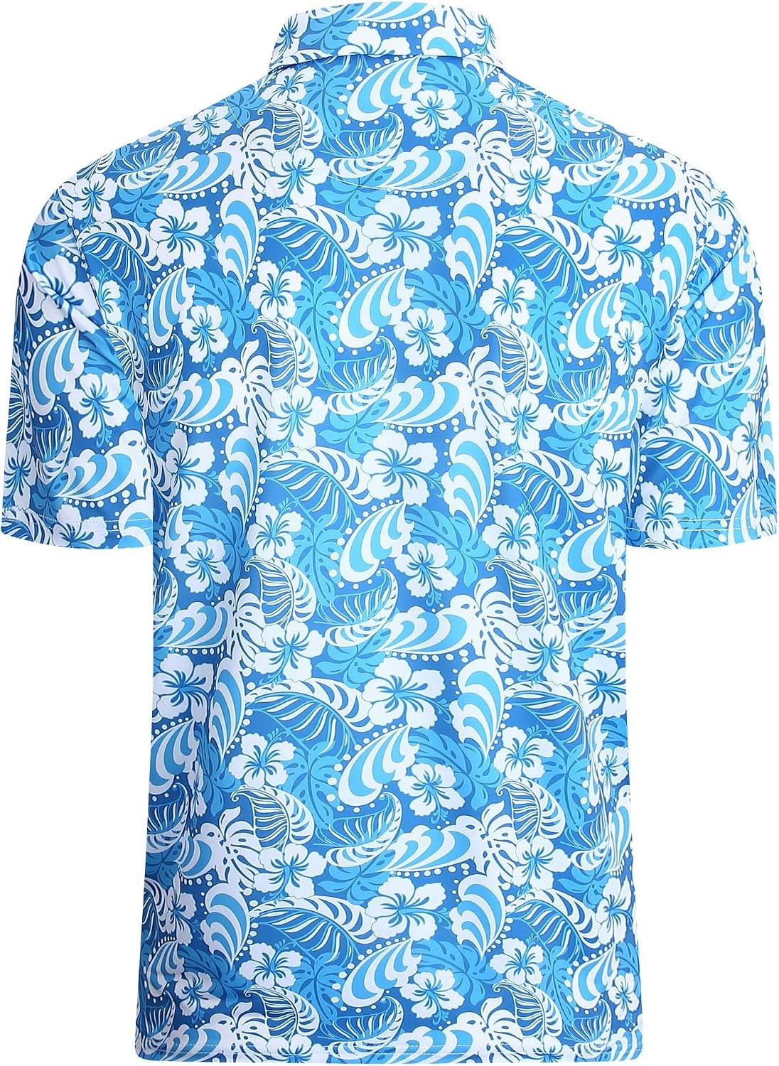 image:imageAlex Vando Mens Hawaiian Golf Shirt Moisture Wicking Digital Print Polo Tropical vivid patterns Sweatabsorbing Flexible stretch weave Side air slits Unrestricted daily activityTurquoise Leaf