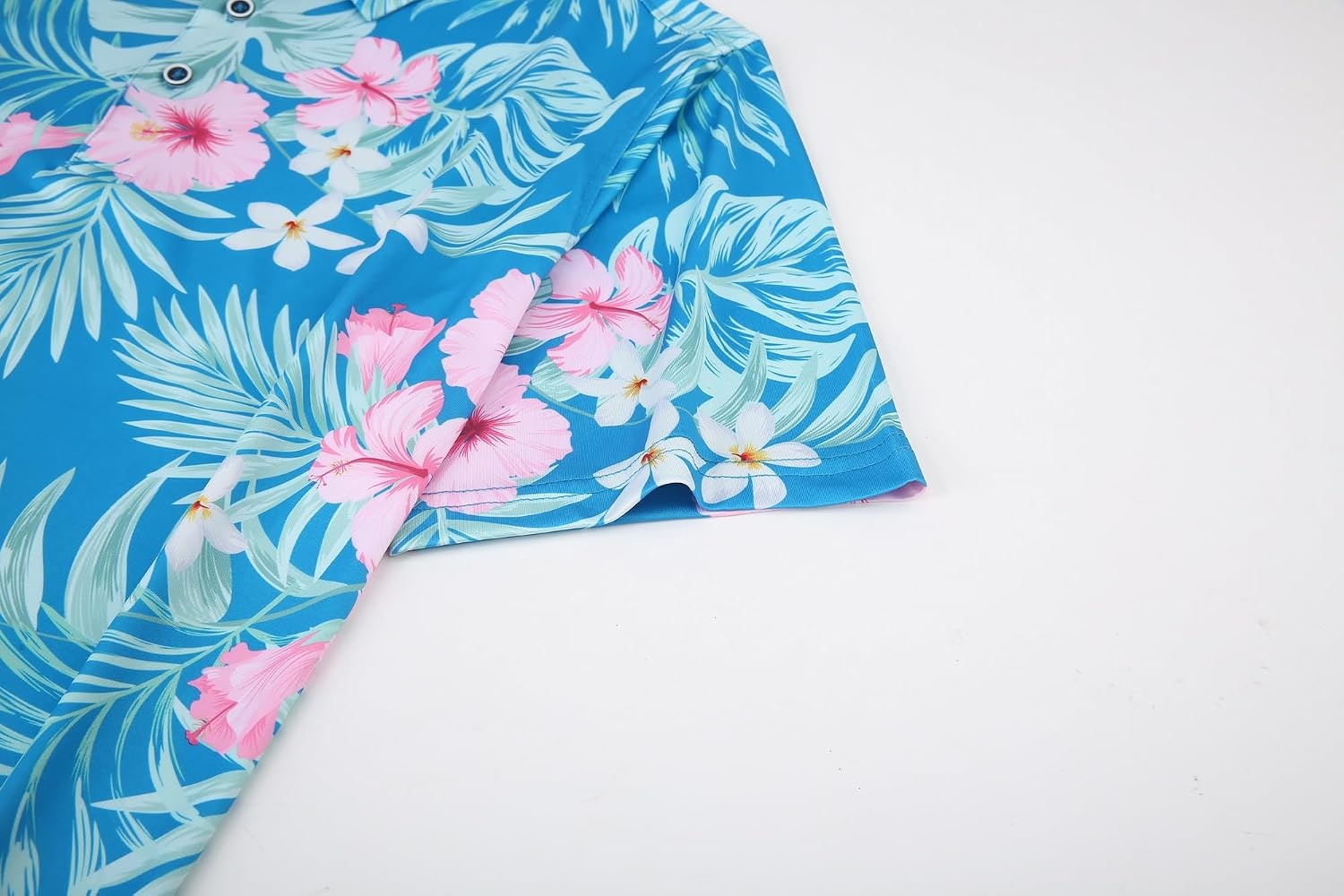 image:imageAlex Vando Mens Hawaiian Golf Shirt Moisture Wicking Digital Print Polo Tropical vivid patterns Sweatabsorbing Flexible stretch weave Side air slits Unrestricted daily activityHibiscus Palm