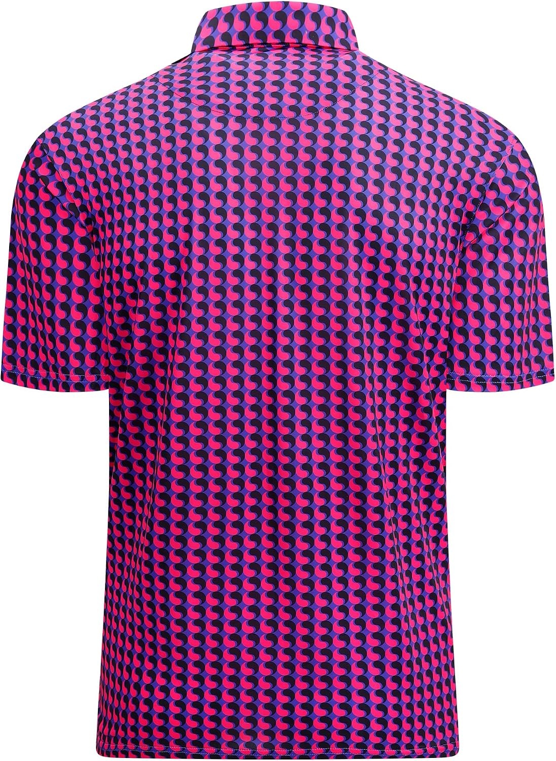 image:imageAlex Vando Mens Hawaiian Golf Shirt Moisture Wicking Digital Print Polo Tropical vivid patterns Sweatabsorbing Flexible stretch weave Side air slits Unrestricted daily activity90 Fuchsia Paisley