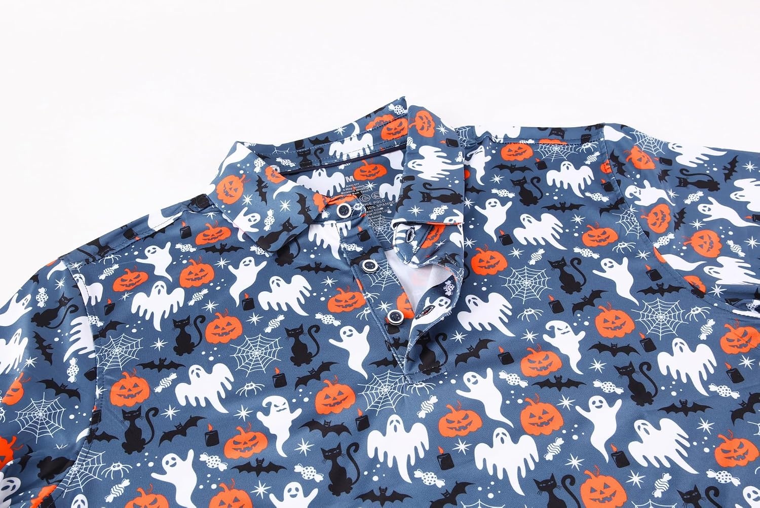 image:imageAlex Vando Mens Hawaiian Golf Shirt Moisture Wicking Digital Print Polo Tropical vivid patterns Sweatabsorbing Flexible stretch weave Side air slits Unrestricted daily activityDustyblue Pumpkin