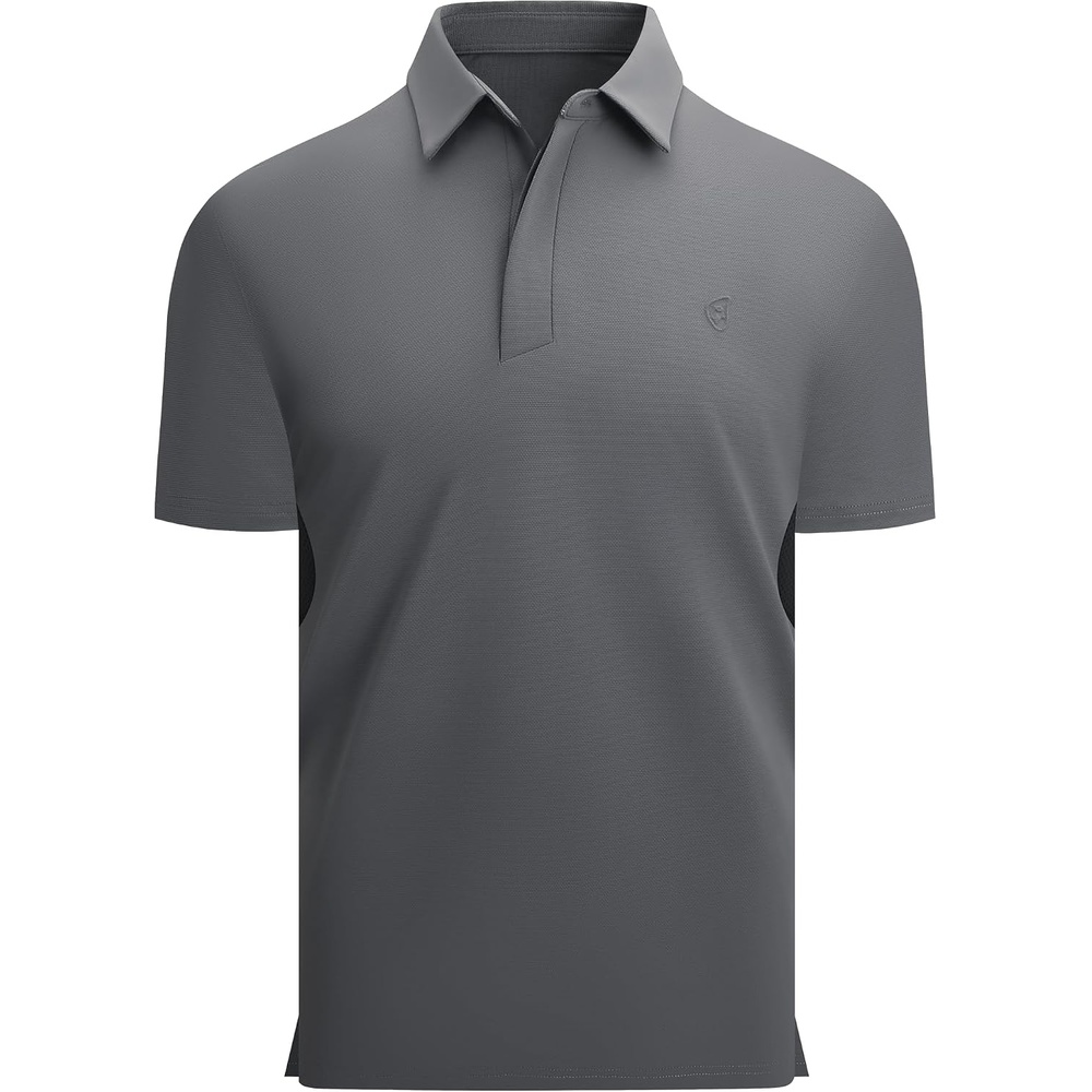 image:imageAlex Vando Mens Golf Polo Shirt Textured Stretch Performance Polo Structured Collar Textured Knit Finish 8Way Stretch Regular Fit True to Size 87 Nylon 13 Spandex Machine WashableCharcoal
