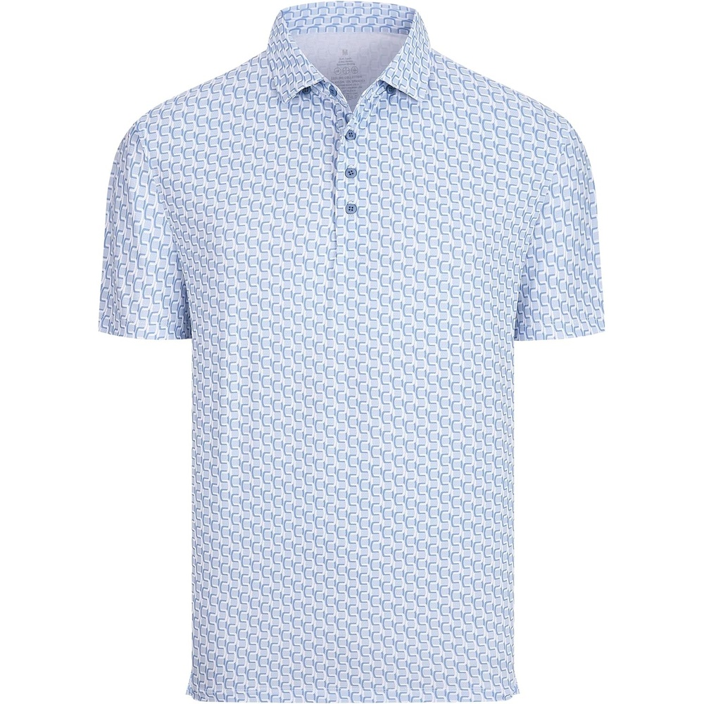 image:imageAlex Vando Mens Polo Shirts Short Sleeve Breeze Printed Dry Fit Golf Shirt Quick Dry Cooling Fabric Prevents Sunburn StayFlat Hidden Collar Solves Curling Easy Care NonIron Machine WashableLtbluechain