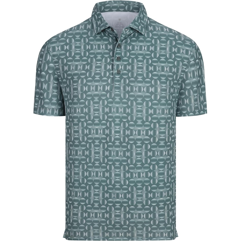 image:imageAlex Vando Mens Polo Shirts Short Sleeve Breeze Printed Dry Fit Golf Shirt Quick Dry Cooling Fabric Prevents Sunburn StayFlat Hidden Collar Solves Curling Easy Care NonIron Machine WashableGreygreencircle
