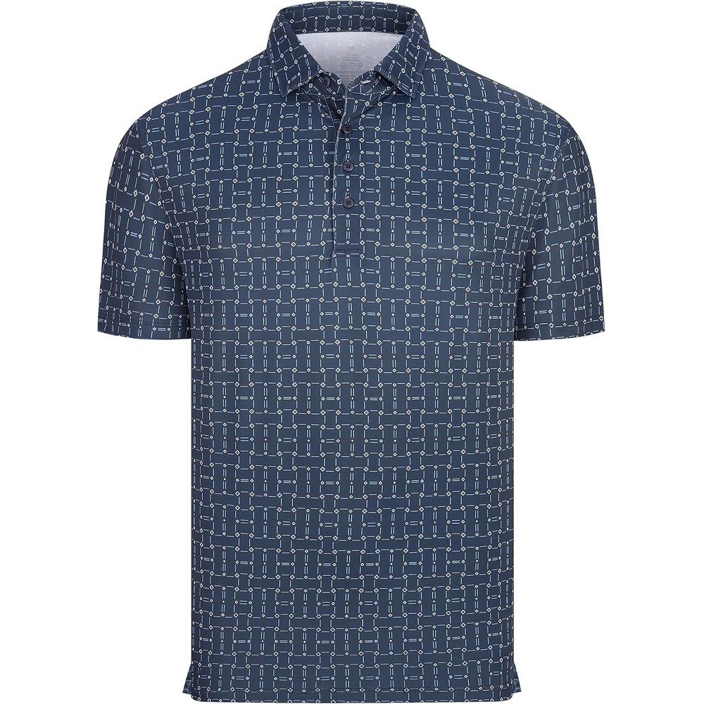 image:imageAlex Vando Mens Polo Shirts Short Sleeve Breeze Printed Dry Fit Golf Shirt Quick Dry Cooling Fabric Prevents Sunburn StayFlat Hidden Collar Solves Curling Easy Care NonIron Machine WashableNavydash
