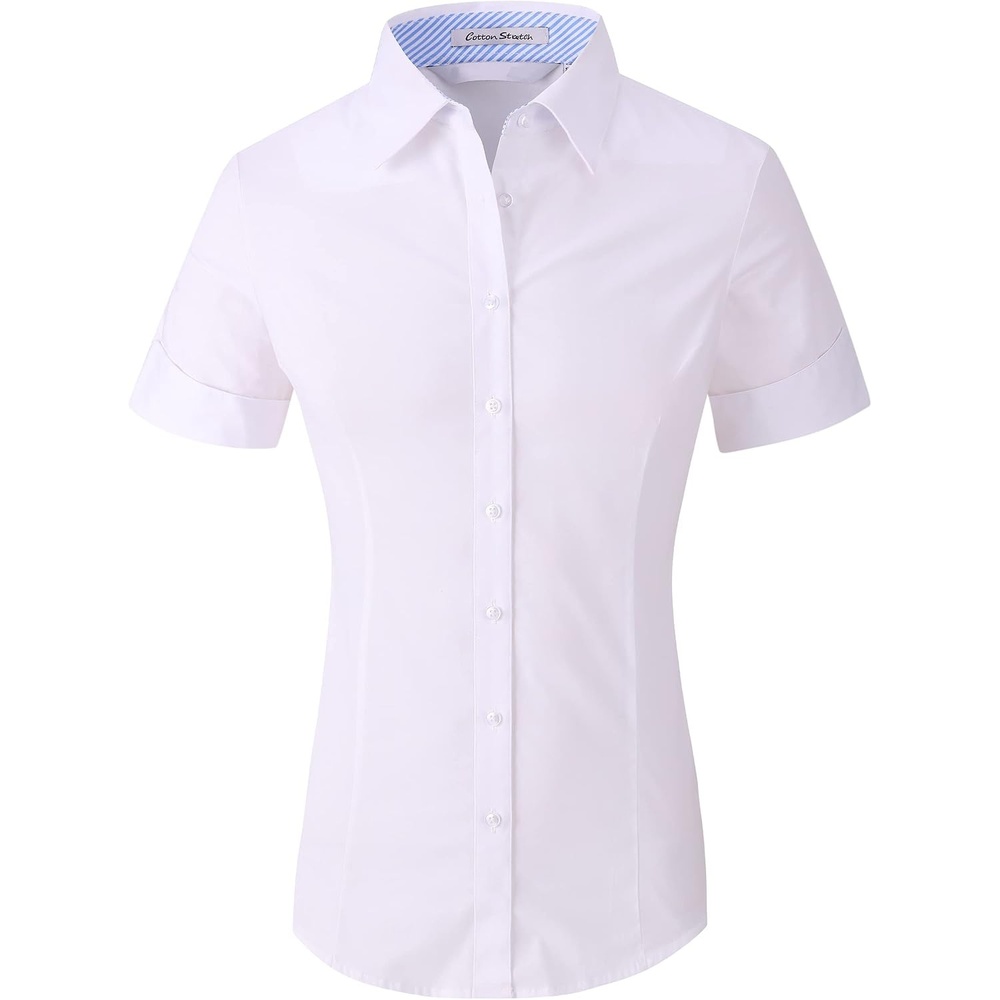 image:imageAlex Vando Womens Dress Shirts Button Down Wrinkle Free Long Sleeve Shirt Breathable 4Way Stretch Fabric Shirt WrinkleResistant Spread Collar Easy Care Ideal For Business amp Everyday WearSs White