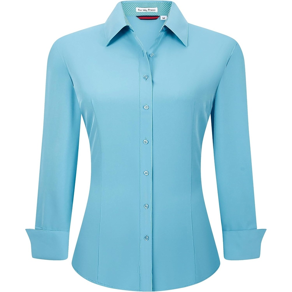 image:imageAlex Vando Womens Dress Shirts Button Down Wrinkle Free Long Sleeve Shirt Breathable 4Way Stretch Fabric Shirt WrinkleResistant Spread Collar Easy Care Ideal For Business amp Everyday WearTurquoise