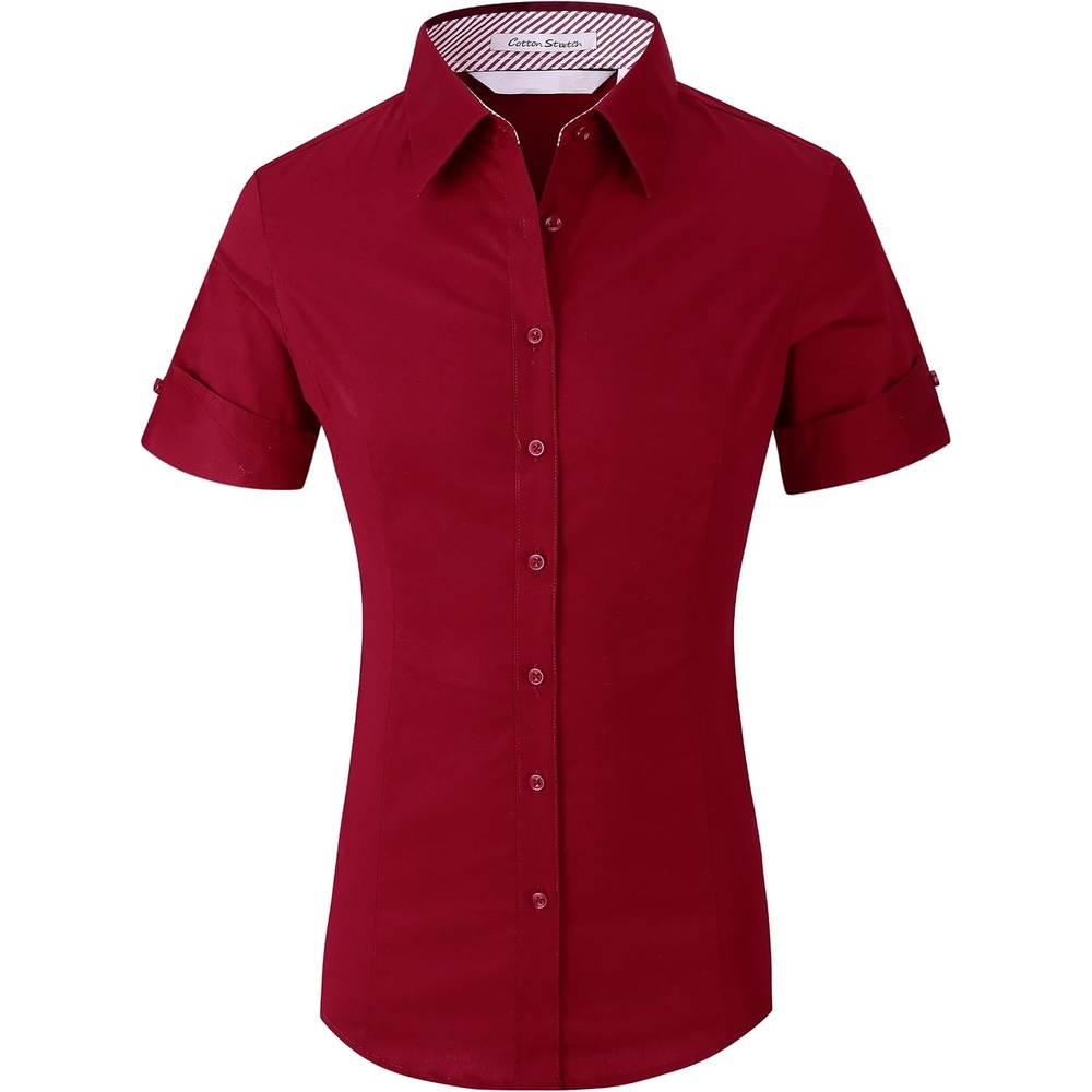 image:imageAlex Vando Womens Dress Shirts Button Down Wrinkle Free Long Sleeve Shirt Breathable 4Way Stretch Fabric Shirt WrinkleResistant Spread Collar Easy Care Ideal For Business amp Everyday WearSs Burgundy