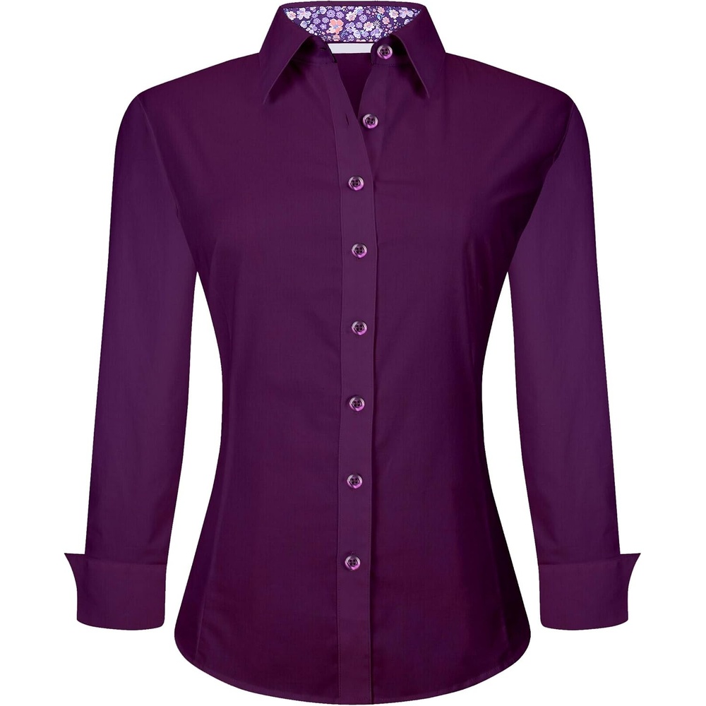 image:imageAlex Vando Womens Dress Shirts Button Down Wrinkle Free Long Sleeve Shirt Breathable 4Way Stretch Fabric Shirt WrinkleResistant Spread Collar Easy Care Ideal For Business amp Everyday WearPurple